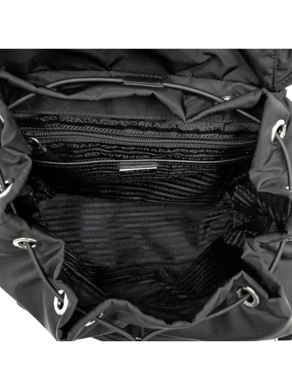 Prada Backpack Black Silver Nylon